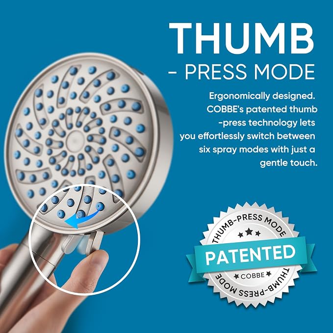 Cobbe Filtered Shower Head with Handheld, Water Softener for Hard Water | Upgraded High Pressure 7 Spray Mode Shower Head with Filters - Remove Chlorine - Reduces Dry Itchy Skin, Brushed Nickel