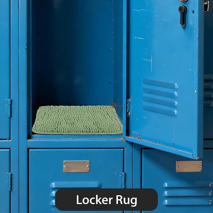 Small Bathroom Rug 12"x12" – Washable and Absorbent Mini Bath Mat, Non Slip, Thick Soft Chenille Bath Rugs for Bathroom, Shower, Locker Rug(Loden Green)