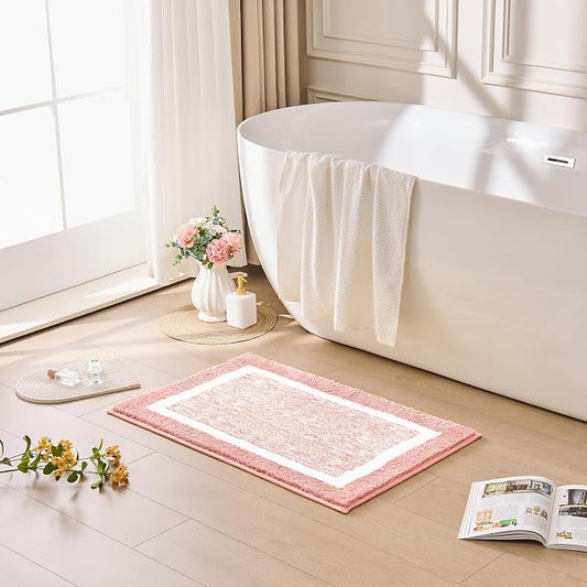 CozeCube Blossom Pink Bath Mat 36"x24" Non Slip Washable Rug | For Bathroom Non Slip, Fluffy Absorbent Microfiber Bath Mats Machine Wash, Stylish Large Aesthetic Bathroom Rugs