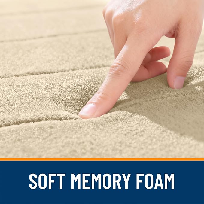 OLANLY Memory Foam Long Bathroom Rugs Runner 44x24, Super Soft Absorbent | Beige, Quick Dry Bath Mat, Machine Washable Shower Floor Rugs, Bathmat Carpet for Bathroom Floor, Tub and Shower