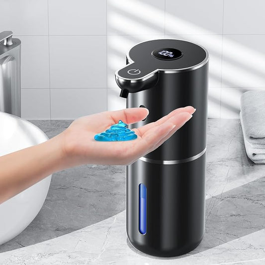Fachixy Automatic Liquid Soap Dispenser Touchless, Smart Digital Display | 12.8oz/380mL, Up to 90 Days Battery Life, 6 Adjustable Level, Rechargeable, Wall Mountable IPX5 for Kitchen & Bathroom, Black
