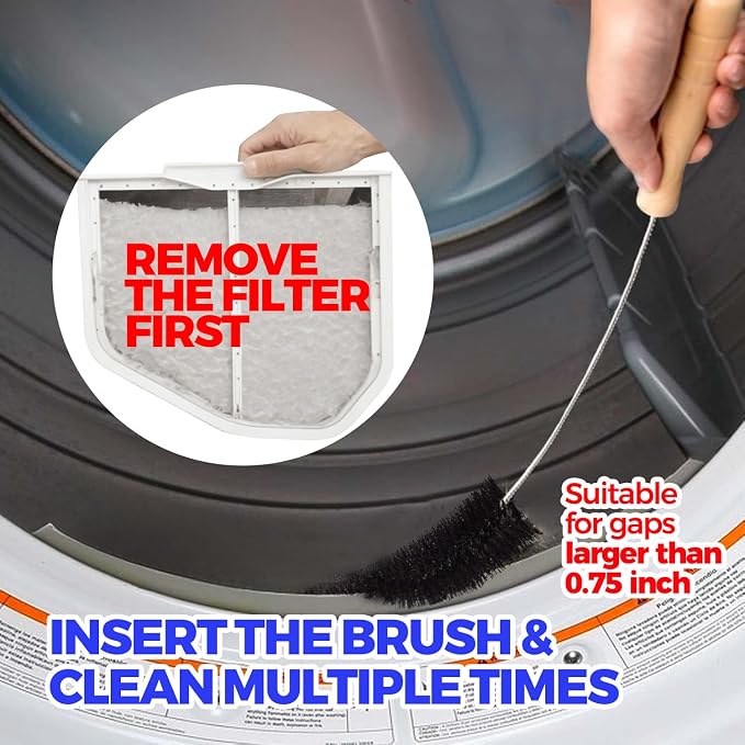 Holikme Dryer Vent Cleaner Kit 3 Pack – Crevice & 2 Lint Brushes | Flexible Nylon Bristles & Bendable Shaft Adapt to Tight Corners – Also Cleans Fridge Coils, Radiator Fins & AC Vents.