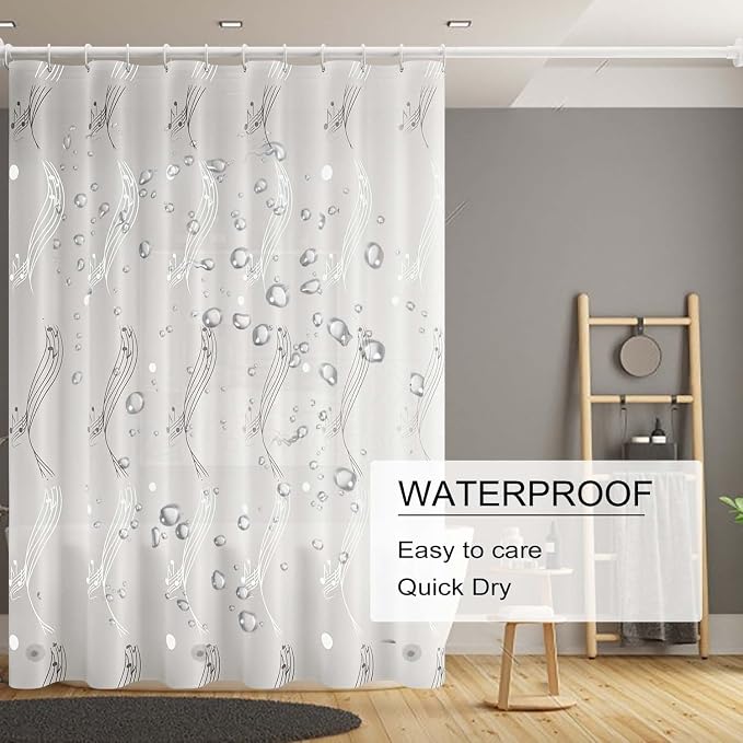 TIKABC Shower Curtain Liner, 4G PEVA Shower Liner, Plastic Waterproof Shower Curtains, 72x72 inch with Grommet Holes 3 Magnetic Weights