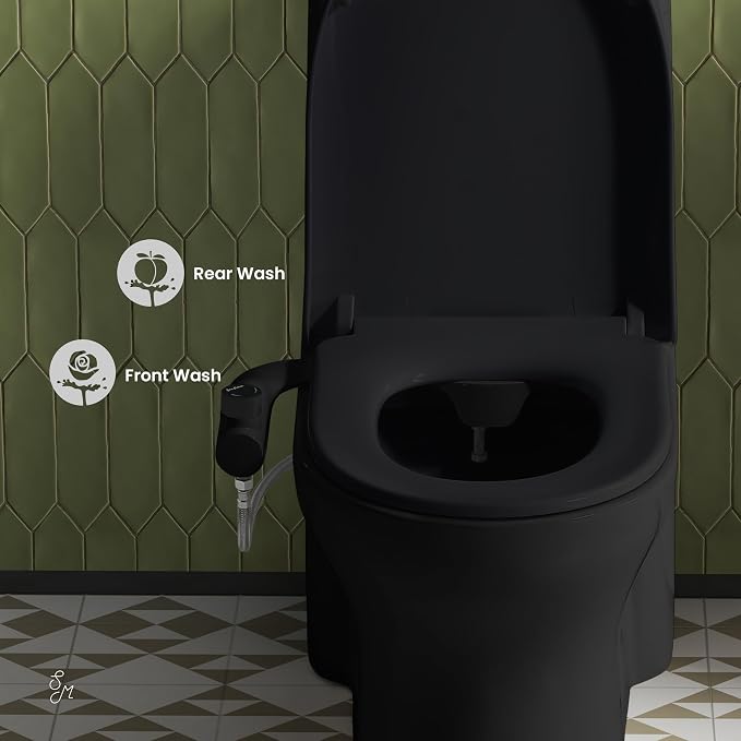 Swiss Madison Aqua Non-Electric Bidet Toilet Attachment in Matte Black with Black Knob