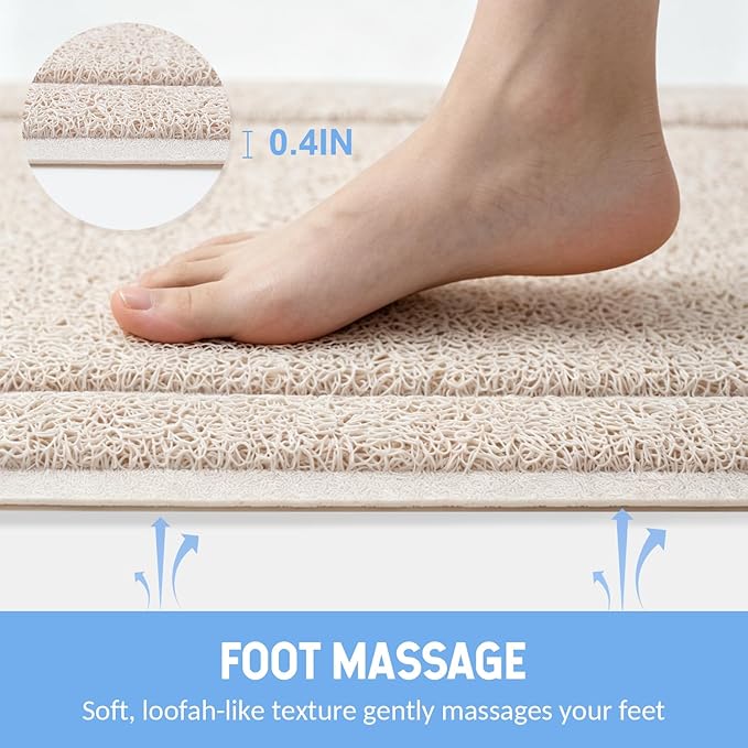 Hargiis Non-Slip Bathtub Mat, Anti Slip Shower Mat, Fast Drying Bathtub Mats, Upgraded Foot Scrubber Mat, Anti Slip Mat for Tub, Floor, Bathroom, Kitchen, Hotel (Beige 24"×24")
