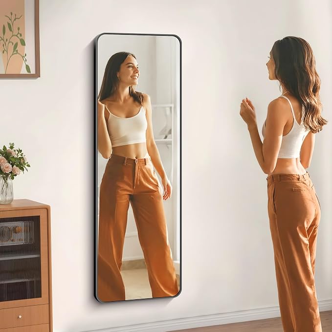 DESBING 60" x 20"Bathroom Mirror, Matte Black Wall Mirror with Metal Frame, Decorative Rectangular Vanity Mirror for Bedroom Bathroom Living Room Entryway (Horizontal/Vertical)