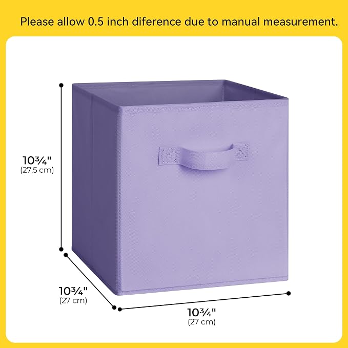 Cupic Cupid 6-Pack 11x11 Cube Storage Bins, Cube Bins, Purple Gradient | Foldable, Reinforced Front Handle, Holds Toys, Books, Accessories and More, Fits Closet, Shelves, Playroom, Cubby