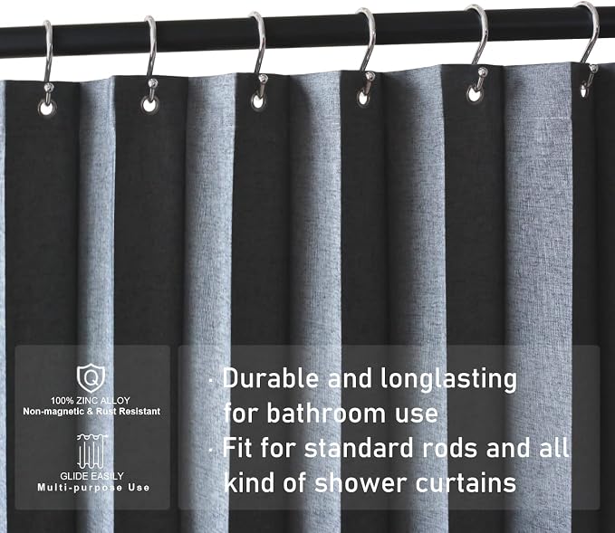 Shower Curtain Hooks, Set of 12 Rust Proof S Shaped Decorative Shower Curtain Rings,Multi-Purpose Hangers S Hooks (Chrome)