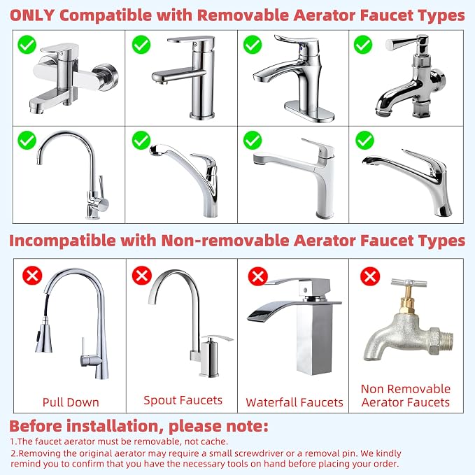 Hibbent Sink Faucet Hose Sprayer Attachment with 10 Adapters - Dual Function Handheld Bidet, Rinser & Shower Head - for Feminine Hygiene, Baby Diaper Cleaning & Pet Bathing