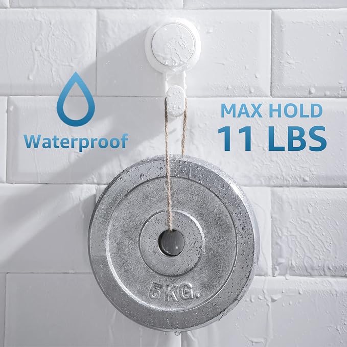 Heavy Duty Suction Cup Shower Hooks 4 Pack, Damage-Free Shower Hangers for Inside Bathroom Wall, Powerful Vacuum Suction Towel Hooks, Loofah Holders, Easy to Install and Remove, White