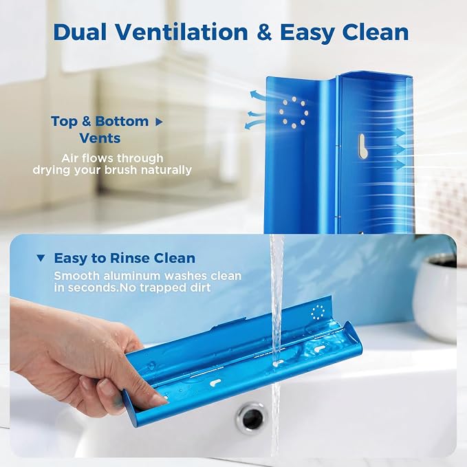 Toothbrush Travel Case Aluminum, Portable Toothbrush Holders Travel, Manual Toothbrush Case Container for Traveling, Bathroom, Camping, Business Trip-1Pack Blue