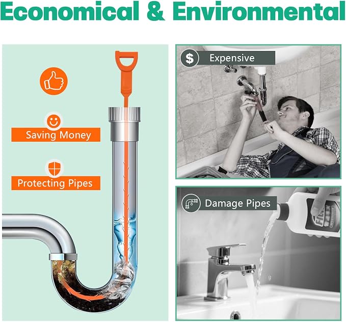Drain Snake Hair Drain Clog Remover - 6 Pack Shower Sink Unclogger Tool | Flexible Drain Snake Removes Hair Clogs from Sink, Shower, and Bathtub Drains to Restore Water Flow