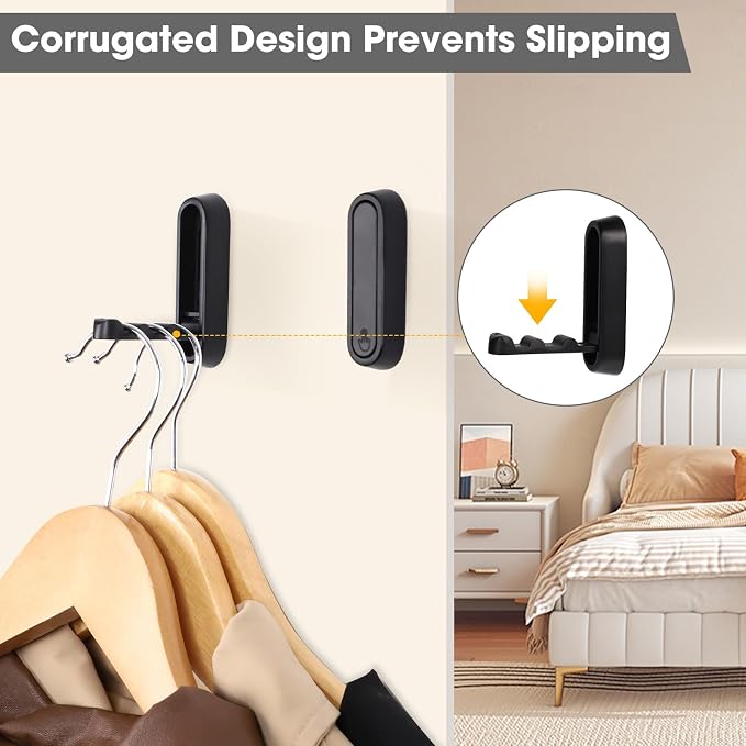 Foldable Wall Hook, Black, 4 Pack, Screw Mounted, Heavy Duty Coat Hooks | 90° Foldable Design, Wall Mounted, Zinc Alloy, Flip-Down Design, Includes Screws And Anchors, For Bedroom, Entryway, Closet