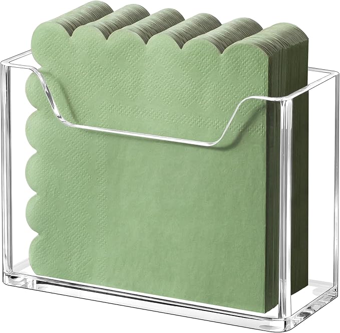 Kordory Acrylic Vertical Cocktail Napkin Holder for Table, Dinner, Bar | for 5 x 5 Inches Napkin, Modern Napkin Holder for Kitchen