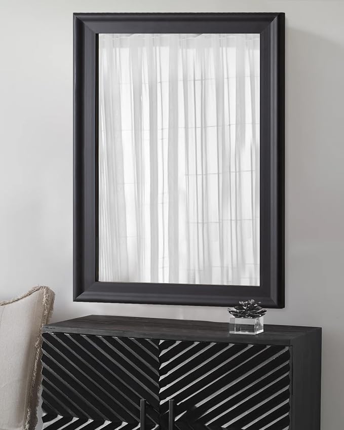 Black Wood Wall Mirror for Bathroom,Rectangle Large 30 x 40 inch Mirrors | Vanity Hanging Mirror with Wooden Frame for Living Room,Bedroom,Entryway