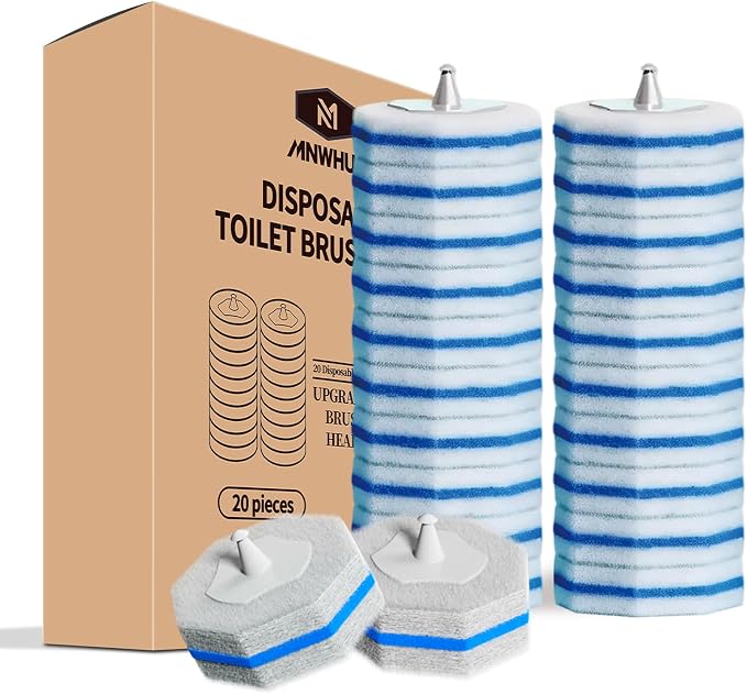 Toilet Bowl Cleaner Wand Refills Compatible with CLOROX, 20 Count Disposable Toilet Brush Refills, Replacement Heads for Toilet Cleaning System, Blue