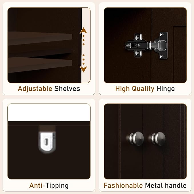 Over Toilet Storage Cabinet with Barn Door & Adjustable Shelves | 24 Inch Wide Bathroom Organizer, Space-Saving, Sturdy Wood, Anti-Tipping, Easy Assembly, for Restroom, Laundry, Small Spaces