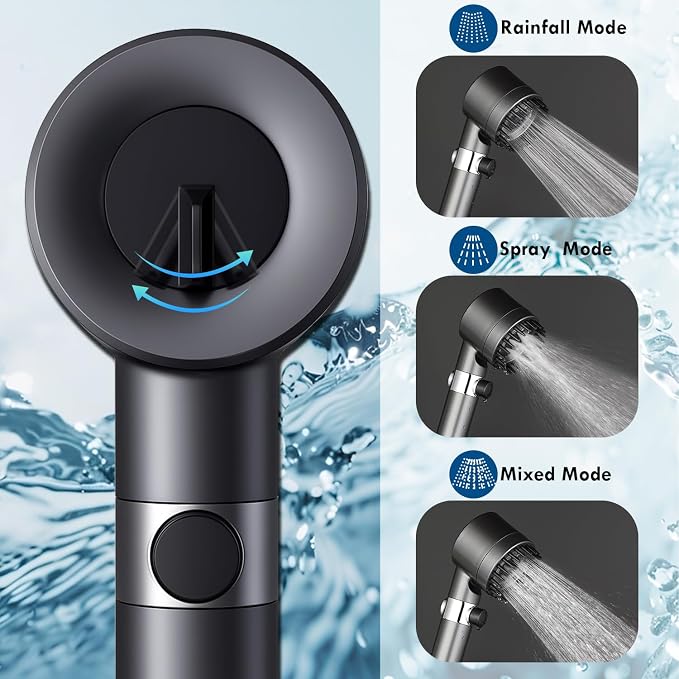 CWPW Filtered Shower Head with Handheld,High Pressure shower heads Filter | ON/OFF Switch,4 Spray,79" Stainless Hose,Remove Chlorine,Built-in Power Wash,For Hard Water, Reduce Dry Skin,Massage Brush