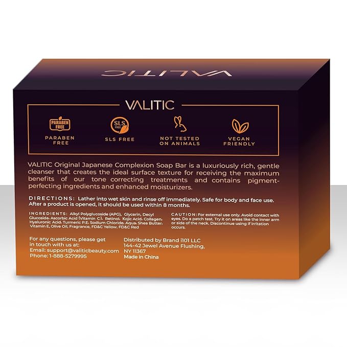 VALITIC Kojic Acid Dark Spot Corrector Soap Bars with Vitamin C, Retinol, Collagen, Turmeric - Original Japanese Complex - Hyaluronic Acid, Vitamin E, Shea Butter, Castile Olive Oil - 2 Pack With Bag