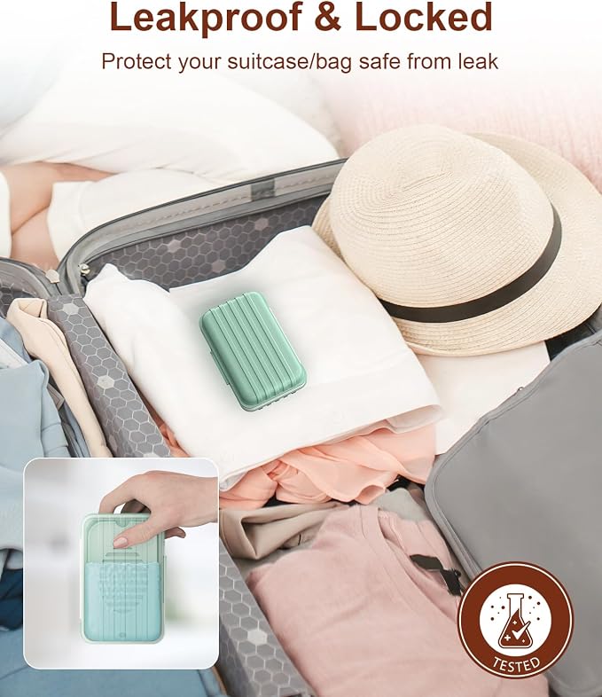 Quatish Leakproof Bar Soap Holder Dish with Lid for Shower, Portable Travel Soap Case Box for Gym, Camping, Hiking, Outdoor Use, Travel Size Toiletries Essentials, Keeps Soap Dry, GreyGreen