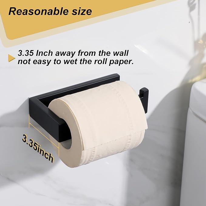 Sayayo Matte Black Toilet Paper Holder Wall Mount, RV Toilet Tissue Holder for Bathroom Tp Holder Square, SUS304 Stainless Steel 6 Inch