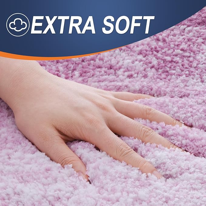 OLANLY Bathroom Runner Rug 59x17, Extra Soft Absorbent Microfiber Bath Rugs | Pinkish-Purple, Non-Slip Quick-Drying Rubber Backing, Washable Long Bath Mat for Floor, Tub and Shower, Home Decor