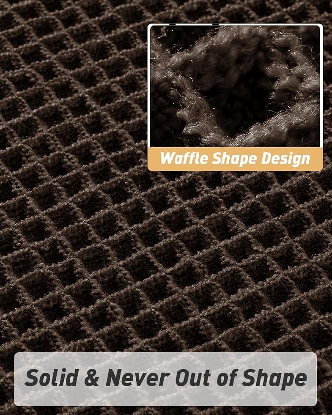 AMOAMI Upgraded Waffle Bath Mat, Super Absorbent Non Slip Bath Mats for Bathroom Floor, Washable Bathroom Rugs with Tassels, Rubber Backed Bathroom Mats, Ultra Soft, 17" x 24", Chocolate