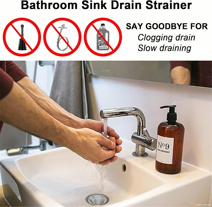 Seatery 2.75" Top / 1.0" Basket Bathtub Drain Strainers, Bathroom Sink Strainers, Shower Drain Hair Catcher, Drain Strainer for Laundry, Mop Pool, Utility, Slop, RV Sink, Stainless Steel, Pack-6