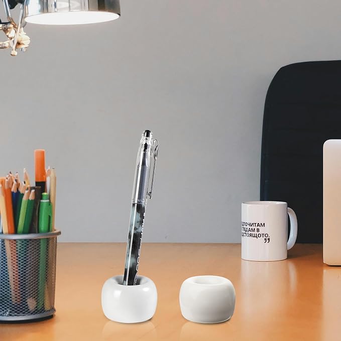 SheeChung Small Ceramic Toothbrush Holders, Mini Tooth Brush Stand, 2 Pack | White Cute Toothbrush Organizer, for Bathroom Countertop, Travel, Camper, Modern, Minimalism, Space-Saving, No-Slip Bottom