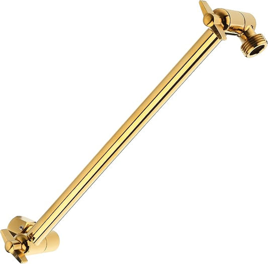 11 Inch Adjustable Shower Head Extension Arm With Locking Set Screw, Singing Rain 304 Stainless Steel Egyptian Gold Angle Height Adjustable, G1/2 Universal Connector Compatible (Egyptian Gold)