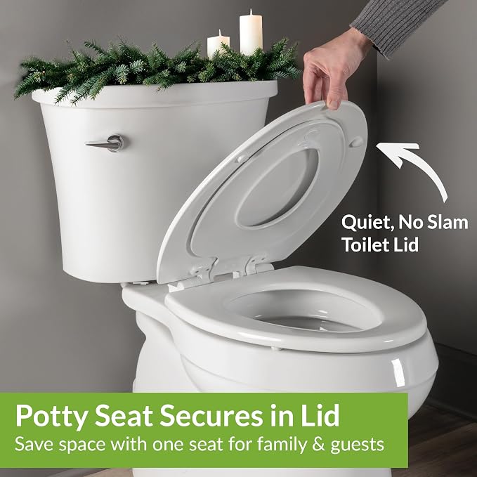 Mayfair NextStep Toilet Seat with Built-In Potty Training Seat, Slow-Close, Removable that will Never Loosen, ELONGATED, White