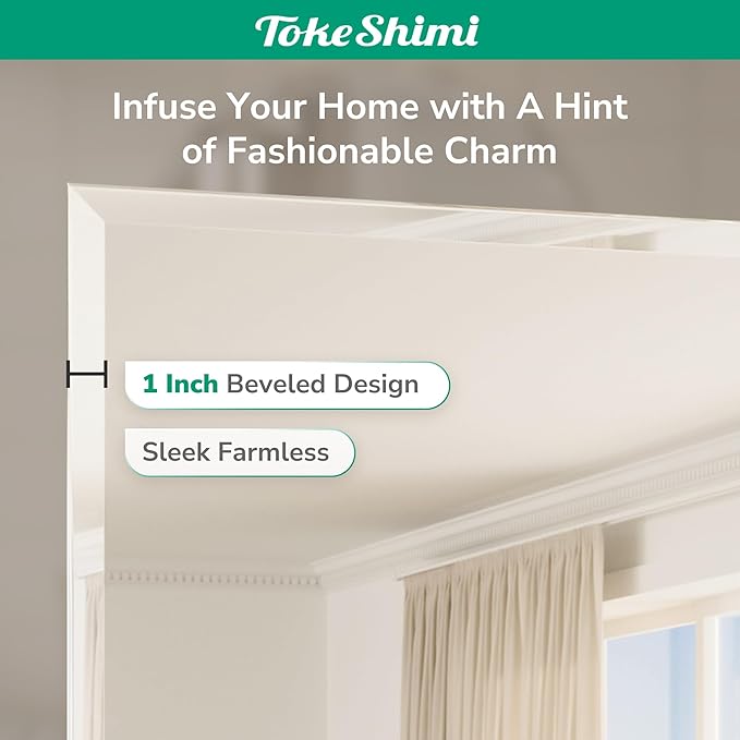 36x36 Beveled Mirror Frameless Tempered, Rectangle Bathroom Mirror with 1" Beveled Edge, Shatterproof Bathroom Vanity Mirrored Wall Mounted for Living Room, Entryway, Restroom
