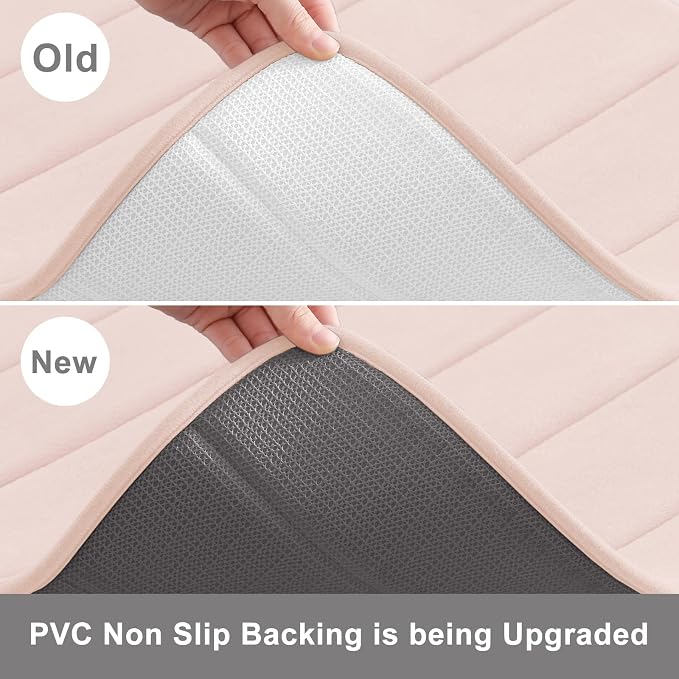Buganda Memory Foam Bath Mat 59 x 20, Ultra Soft Absorbent Bathroom Rugs | Pink, Machine Washable Quick Dry Bath Mats for Bathroom Floor, Shower and Tub, Home Decor Accessories