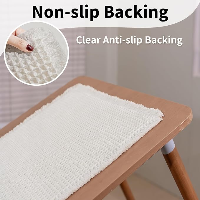 White Bathroom Rugs, Waffle Bath Mat Non Slip Washable, 24" x 36" | Super Absorbent Quick Dry Bath Mat, Boho Bathroom Mats, Soft Waffle Weave Farmhouse Bathroom Decor for Shower or Tub