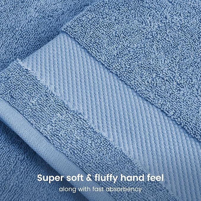 100% Organic Cotton 700 GSM Plush Washcloths 13" x 13" GOTS Certified - Cerulean Blue, Pack of 12