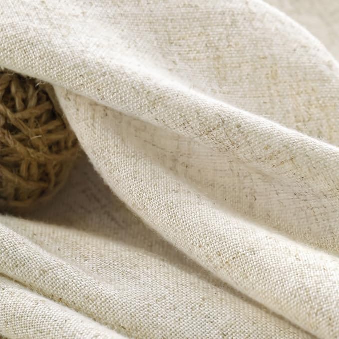Farmhouse Shower Curtain Ruffle Linen Cream 72" W x 72" L | Linen Fabric, Farmhouse Boho, Bottom Ruffle, Rustic, Country, Natural Look, Washable, Shower Curtain for Bathroom Bathtub