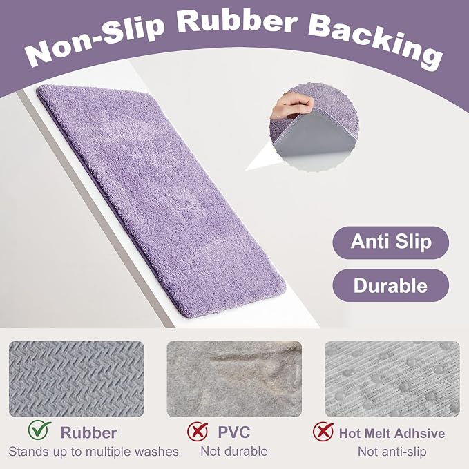 TYUU Toilet Rug, Ultra Soft Toilet Rugs U Shaped Machine Washable Non Slip Absorbent Quick Dry Toilet Mat with Rubber Backing, Lavender 20" x 24" U Shape