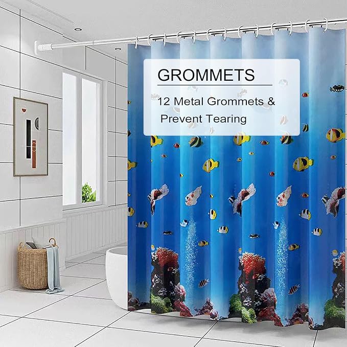 TIKABC Shower Curtain Liner, 4G PEVA Shower Liner, Plastic Waterproof Shower Curtains, 72x72 inch with Grommet Holes 3 Magnetic Weights