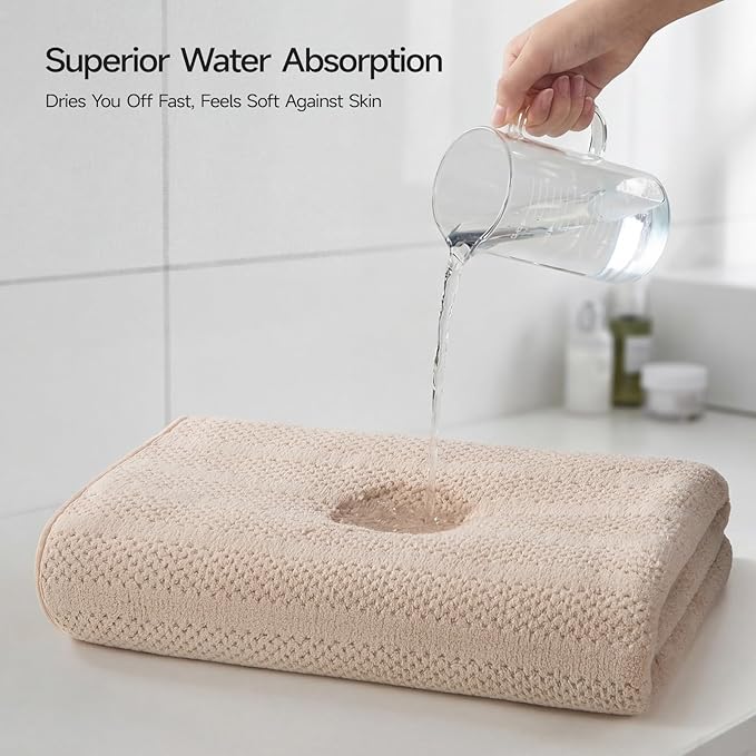 ecolook Microfiber Bath Towels Set of 2, 31 x 63 Inch Extra Large Bath Towel Set, Super Soft & Highly Absorbent, Quick Dry Lightweight Towels for Bathroom, Gym, Spa, Pool & Travel, Camel
