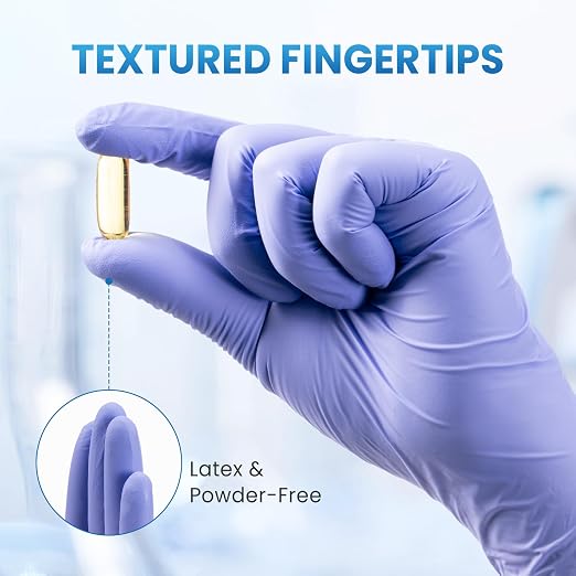 Borje Nitrile Exam Gloves Large, 100 Count Disposable Gloves, Iris Blue | Latex-Free Powder-Free, Food Safe, Cooking, Cleaning