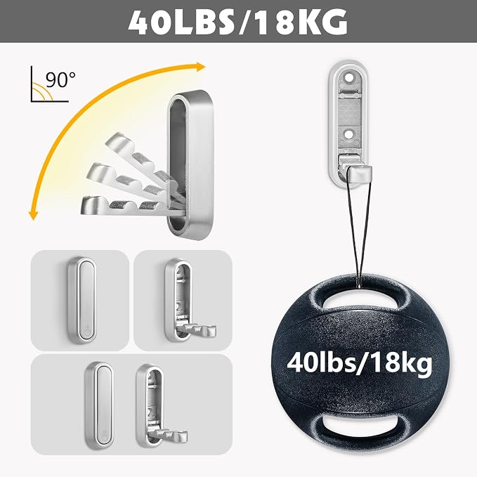 Foldable Wall Hook, Silver, 4 Pack, Screw Mounted, Heavy Duty Coat Hooks | 90° Foldable Design, Wall Mounted, Zinc Alloy, Flip-Down Design, Includes Screws And Anchors, For Bedroom, Entryway, Closet