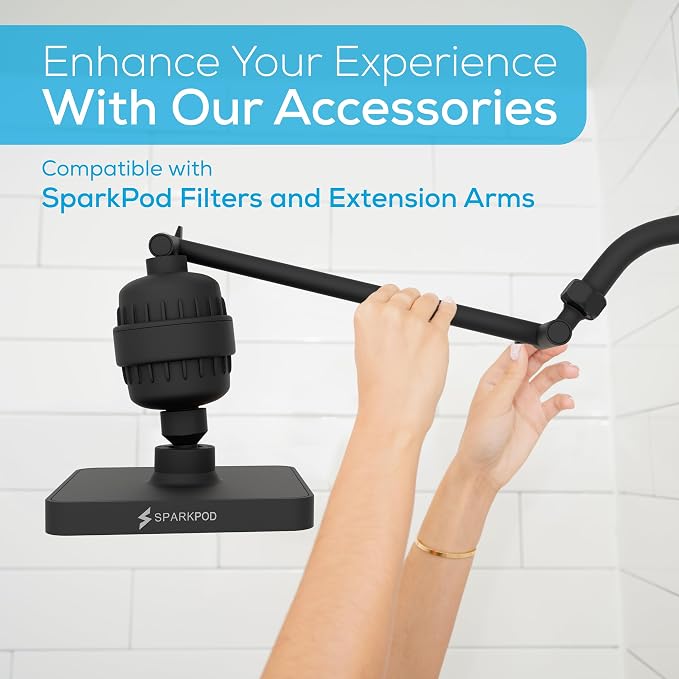 SparkPod Rain Shower Head, 6 Inch Square, Midnight Black Matte Finish | High Pressure Shower Heads, 90 Nozzles, Adjustable Showerhead, No Tools Needed, Universal Connection