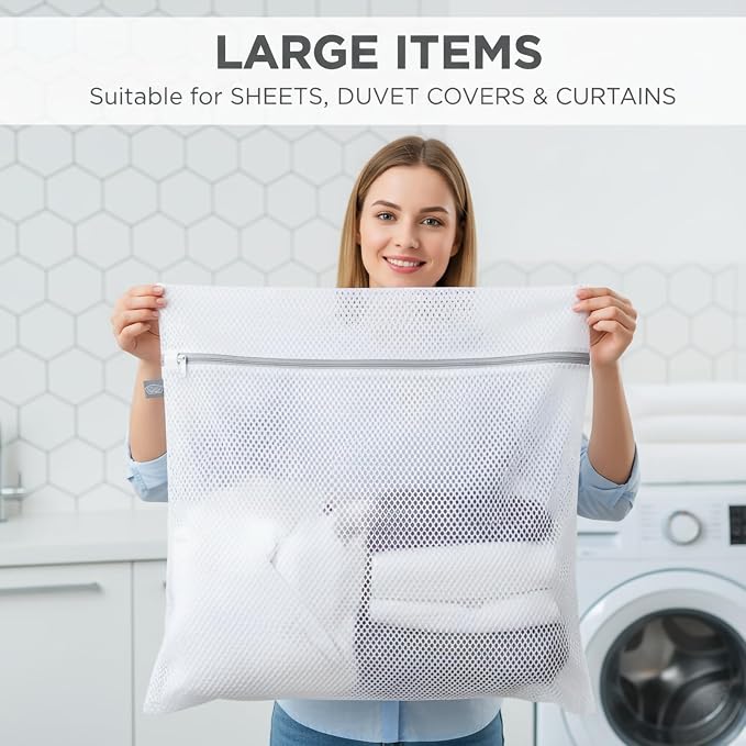 Laundry Bags Mesh Wash Bags, Large Garment Bag for Washing Machine | Extra Large Lingerie Bags for Washing Sheet, Throw Blanket, Curtain, Cushion Cover, Comforter, Large Items, XXL