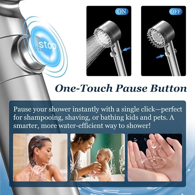 FEELSO Filtered Shower Head with Handheld, High Pressure Shower Filter Head | ON/OFF Switch, Anti-clog Nozzles, 4 Spray Showerhead with Filters for Hard Water, Remove Chlorine, Reduce Dry Itchy Skin