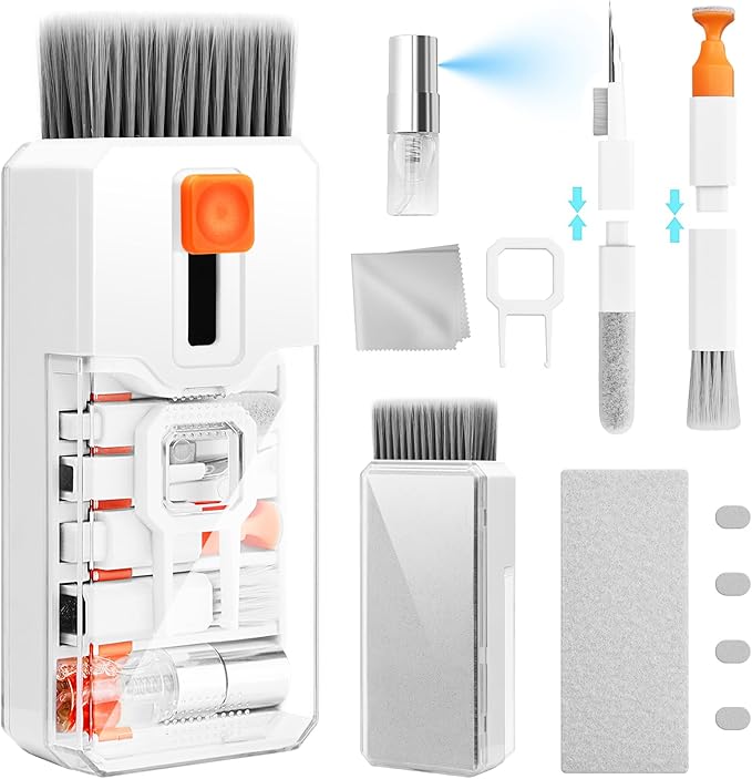 Ordilend Keyboard Cleaner & Laptop Cleaning Kit, All-in-1 for Computer PC | Electronics Deep Cleaning Reusable Brush Tool, Screen-Safe Spray, for iPhone iPad Macbook Airpod Camera, Gaming Accessories