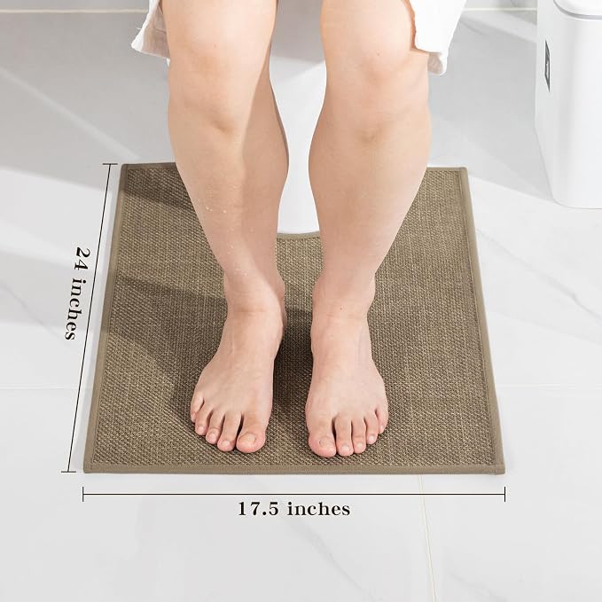 Bathroom Rugs Mat U-Shaped 24x17, Ultra ThinNon Slip Bath Mat Small Quick Dry Absorbent Bath Matfor Bathroom Floor, (Dark Beige, U-24"x17")