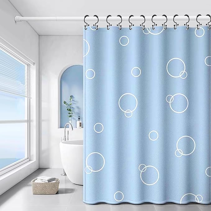 Black Shower Curtain Hooks Double Sided with Roller Balls | for Bathroom Rods, for Shower Curtain and Liner, Smooth Gliding, Rustproof Metal, Set of 12 Hooks