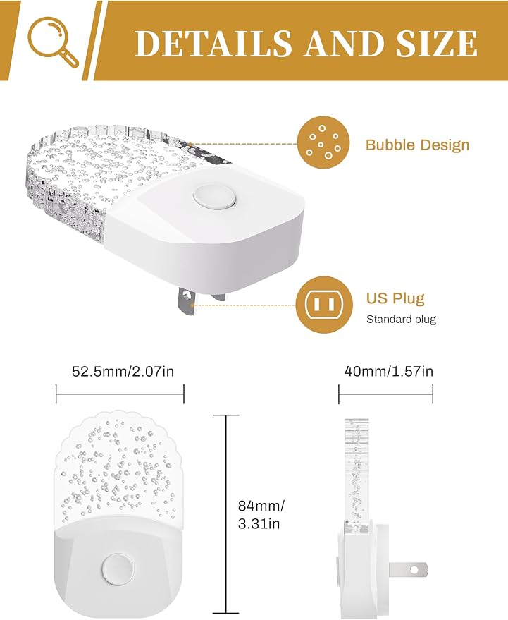 Led Night Lights Plug into Wall, 4 Packs Amber Dimmable Dusk to Dawn Night Light for Bedroom, Kids Room, Bathroom