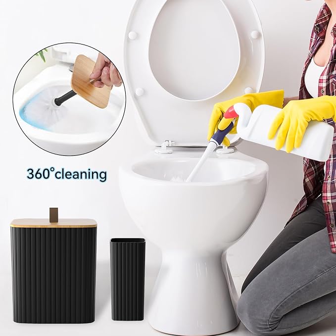 Bathroom Set - 9PCS Black Bathroom Accessories Set Toilet Brush Holder Set Soap Dispenser Decorative Countertop Bathroom Accessory Set with Trash Can Bathroom Decor Set for Home, Restroom
