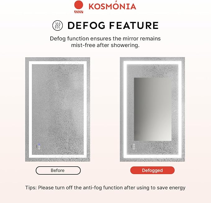 32x48 Inch LED Bathroom Mirror with Lights | Large Lighted Smart Vanity Mirror with Memory Function, Anti-Fog, Backlit + Front Lit, Dimmable 3-Color Temperature